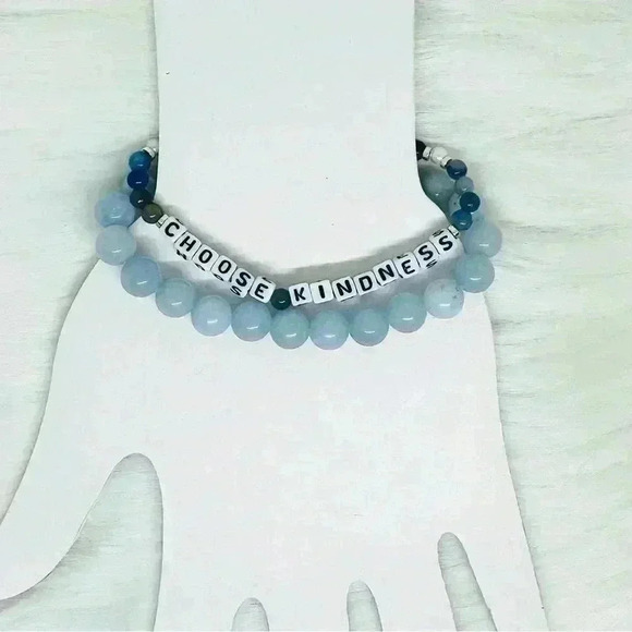 COPY - Choose Kindness Sky Blue Beaded Bracelet Duo - Picture 5 of 7